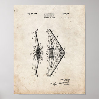 All-wing Airplane Patent - Oude look Poster