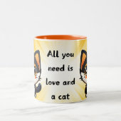all you need is love and cat tweekleurige koffiemok (Center)