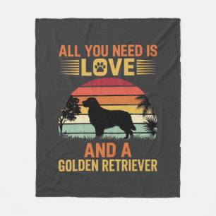 All You Need Is Love Golden Retriever Fleece Deken