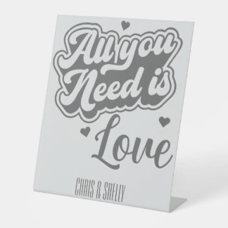 All You Need is Love Moderne Trouwdecoratie Reclamebord Met Voetstuk