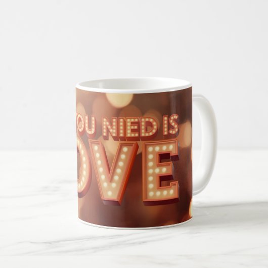 All You Need Is Love Mug | Retro Light Sign Valent (Devant droit)