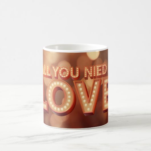 All You Need Is Love Mug | Retro Light Sign Valent (Centre)