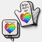 All You Need is Love Ovenwant & Pannenlap Set (Voorkant / Achterkant)