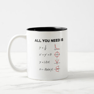 All You Need Is Love Tee Math, Teacher T-Shirt.pn Tweekleurige Koffiemok