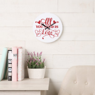 All You Need Is Love Typografie Wandklok Grote Klok