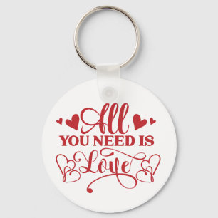 All You Need Is Love Typography Sleutelhanger