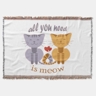 All you need is meow Valentine cats Deken