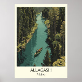 Allagash Maine  River Canoe Forest Art Poster