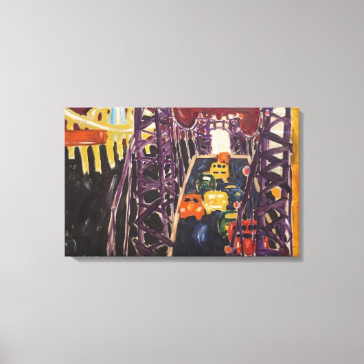 Allan Kaprow - George Washington Bridge, met auto' Canvas Afdruk (Voorkant)