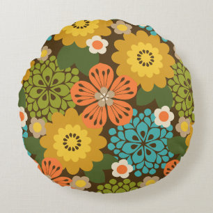 Allana Garden Hawaiian Graphical Floral - Bruin Rond Kussen
