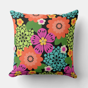 Allana Garden Hawaiian Graphical Floral - Zwart Kussen