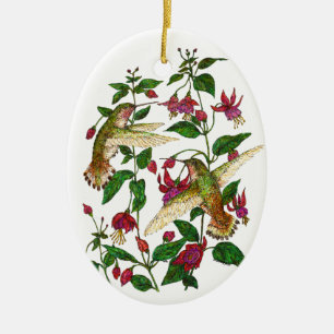 Allan's kolibries & Fuschia Keramisch Ornament