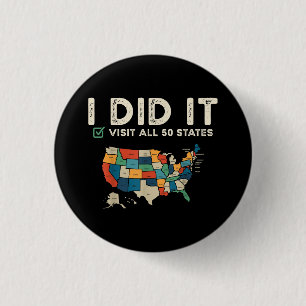 Alle 50 Amerikaanse staten bezocht - reis over de Ronde Button 3,2 Cm