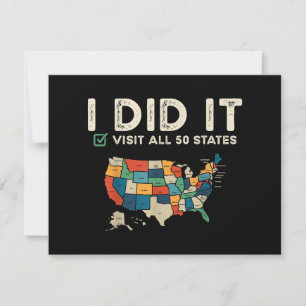 Alle 50 Amerikaanse staten bezocht - reiskaart VS Bedankkaart