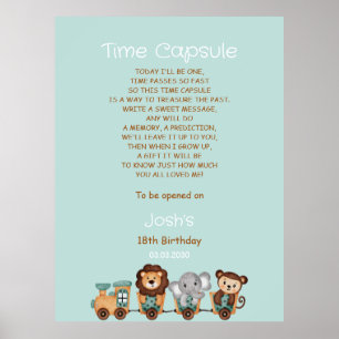 ALLE AAN BOORD Trein Fiesta 1e Verjaardag Tijd Cap Poster