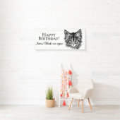 Alle Aangepaste Tekst Zwart-wit Kitten Gezicht Spandoek (Insitu)