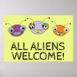 ALLE ALIENS WELCOMEN KUNNEN LEVEND KANTOOR POSTER