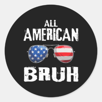 Alle Amerikaanse Bruh 4th of July Boys Patriottisc Ronde Sticker