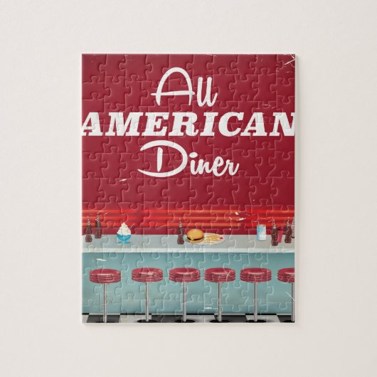 Alle Amerikaanse Diner Retro-Poster Legpuzzel (Verticaal)