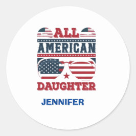 Alle Amerikaanse dochter,4 juli Ronde Sticker