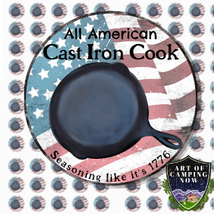 Alle Amerikaanse gietijzeren kok Ronde Sticker