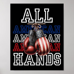 Alle Amerikaanse Handen USA Vlag Bokshandschoenen Poster