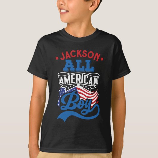 Alle amerikaanse jongen op 4 juli patriottische fa t-shirt (Voorkant)