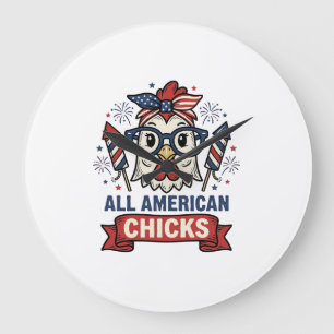 Alle Amerikaanse Kuikens Patriottische Kip Vector  Grote Klok