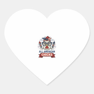 Alle Amerikaanse Kuikens Patriottische Kip Vector  Hart Sticker