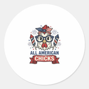 Alle Amerikaanse Kuikens Patriottische Kip Vector  Ronde Sticker