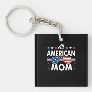 Alle Amerikaanse mam op 4 juli Familie Matching Sleutelhanger