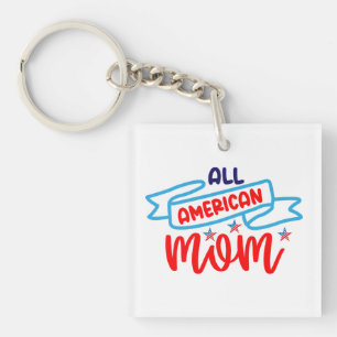 Alle Amerikaanse mama Button Sleutelhanger