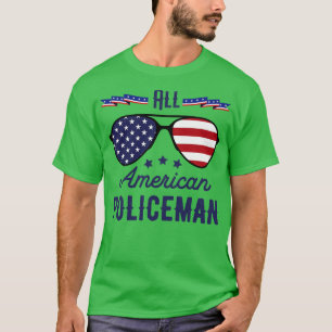 Alle Amerikaanse politieagenten op 4 juli Zonnebri T-shirt
