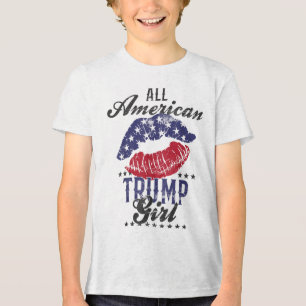 Alle Amerikaanse Trump Girl USA Flag Lips GOP Vote Tri-Blend Shirt