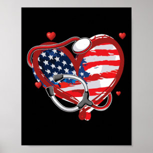 Alle Amerikaanse verpleegsters op 4 juli patriotti Poster