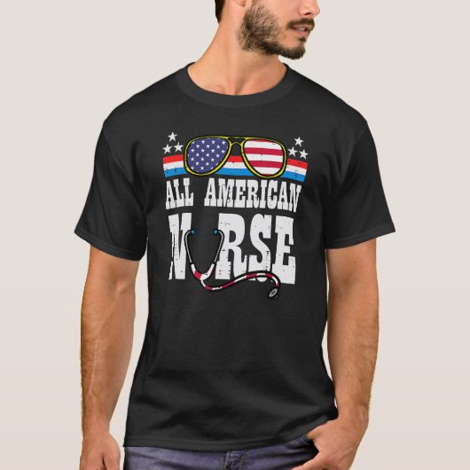 Alle Amerikaanse verpleegsters vierde 4 juli Scrub T-shirt (Voorkant)