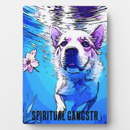 Alle Amerikaanse zwemmen Hond met bloemen Fotoplaat