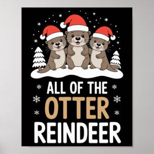 Alle andere rendieren kerstfeest Schattige feestel Poster