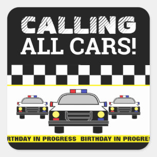Alle auto's bellen! Politieagent Verjaardagsfeestj Vierkante Sticker