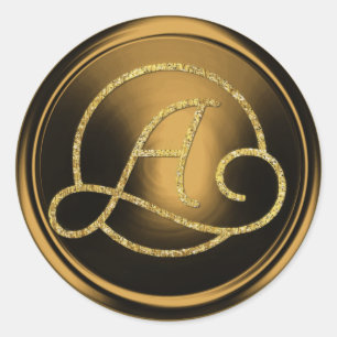 ALLE BEGINLETTERS Gouden Cirkel Monogram Brons Ronde Sticker