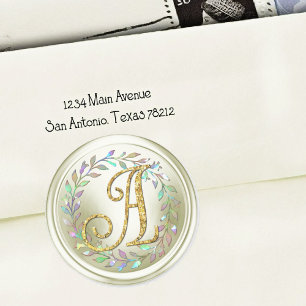 ALLE BEGINLETTERS Gouden Monogram 3 Off White Kran Ronde Sticker
