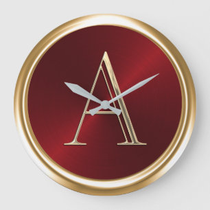 ALLE BEGINLETTERS Monogram op rood Grote Klok
