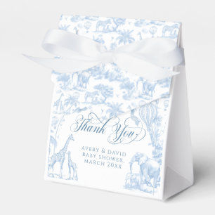 Alle Blue Toile Safari Animal Baby Shower Bedankdoosjes