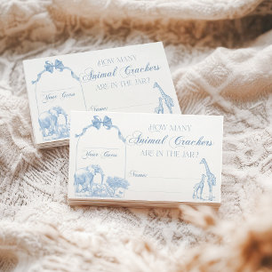 Alle Blue Toile Safari Animal Baby Shower Informatiekaartje