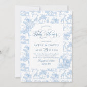 Alle Blue Toile Safari Animal Baby Shower Kaart (Voorkant)