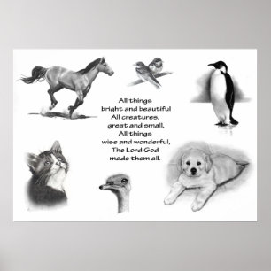 ALLE CREATUREN GROOT EN KLEIN: PENCIL TEKST POSTER