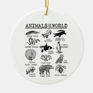 Alle Dieren van de Wereld Vintage Grappig Dieren M Keramisch Ornament