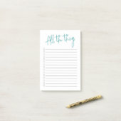 Alle dingen Blauwgroen met checkboxes en lijnen Post-it® Notes (Op bureau)