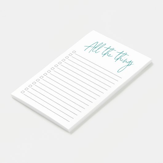 Alle dingen Blauwgroen met checkboxes en lijnen Post-it® Notes (Schuin)