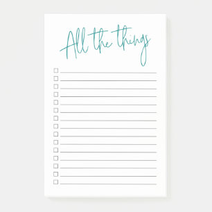 Alle dingen Blauwgroen met checkboxes en lijnen Post-it® Notes